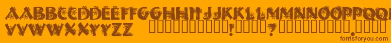 HalloweenSpider-Schriftart – Braune Schriften auf orangefarbenem Hintergrund