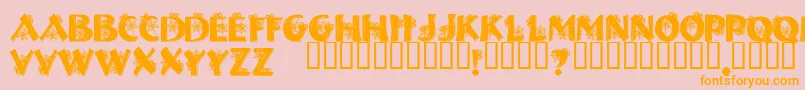 フォントHalloweenSpider – オレンジの文字がピンクの背景にあります。
