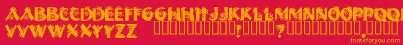 フォントHalloweenSpider – 赤い背景にオレンジの文字