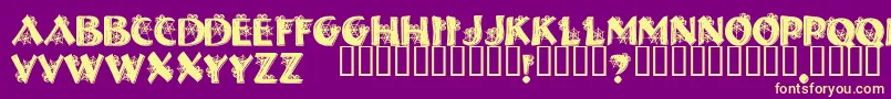 フォントHalloweenSpider – 紫の背景に黄色のフォント