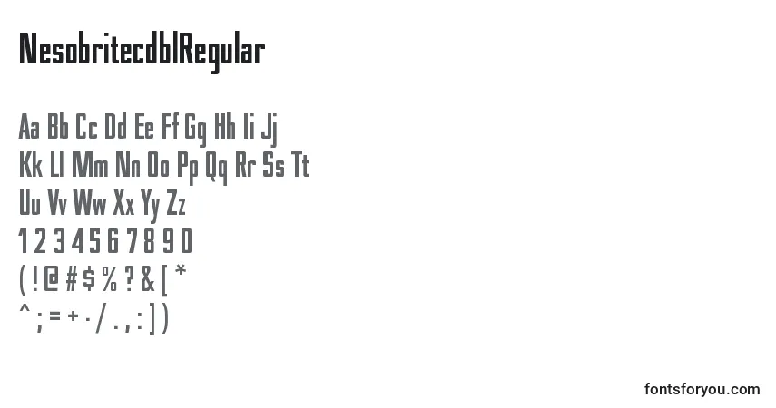 Czcionka NesobritecdblRegular – alfabet, cyfry, specjalne znaki
