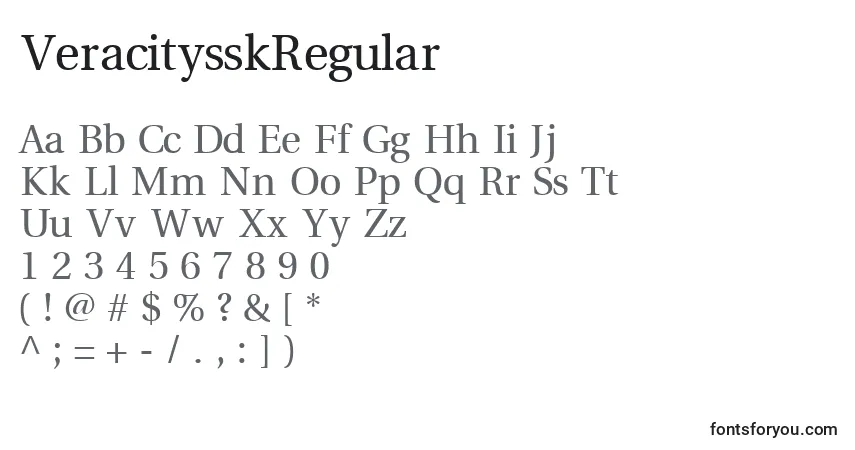 Czcionka VeracitysskRegular – alfabet, cyfry, specjalne znaki