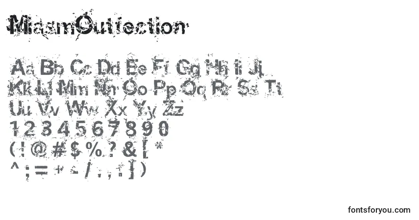 Schriftart MiasmOutfection – Alphabet, Zahlen, spezielle Symbole