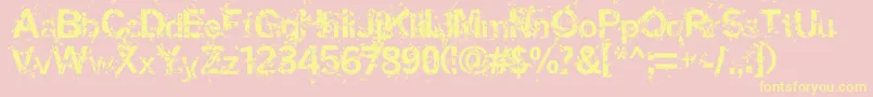 MiasmOutfection-Schriftart – Gelbe Schriften auf rosa Hintergrund