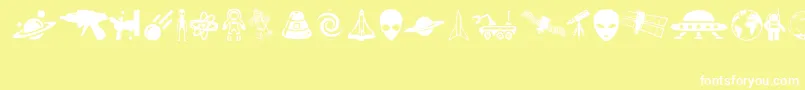 Fonte OtherSpace – fontes brancas em um fundo amarelo