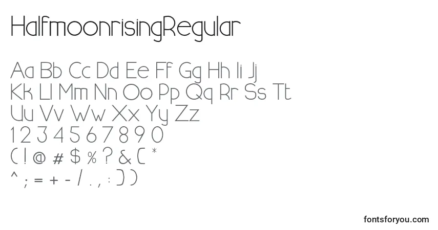 A fonte HalfmoonrisingRegular (89109) – alfabeto, números, caracteres especiais