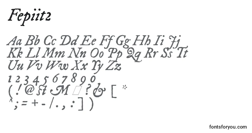 A fonte Fepiit2 – alfabeto, números, caracteres especiais