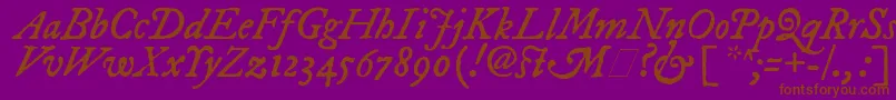 Fepiit2-Schriftart – Braune Schriften auf violettem Hintergrund