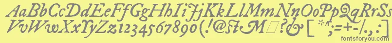 フォントFepiit2 – 黄色の背景に灰色の文字