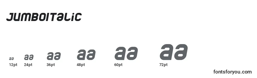 Размеры шрифта JumboItalic