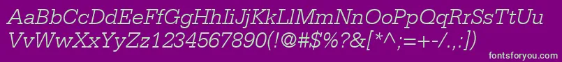 MetronLightSsiLightItalic Font – Green Fonts on Purple Background