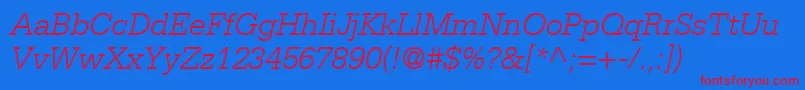 MetronLightSsiLightItalic Font – Red Fonts on Blue Background