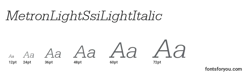 Размеры шрифта MetronLightSsiLightItalic