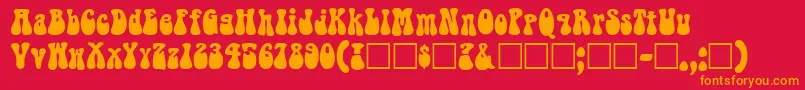 BarnabyRegular-Schriftart – Orangefarbene Schriften auf rotem Hintergrund