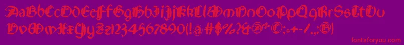 Rotundaespagna-Schriftart – Rote Schriften auf violettem Hintergrund