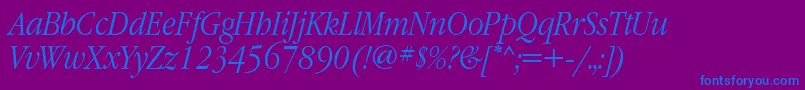 GaramondnarrowattItalic Font – Blue Fonts on Purple Background