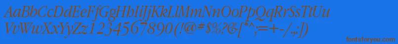 GaramondnarrowattItalic Font – Brown Fonts on Blue Background