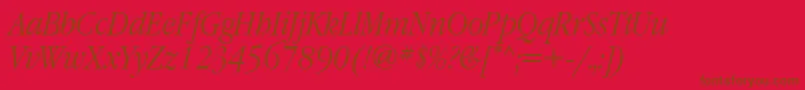GaramondnarrowattItalic Font – Brown Fonts on Red Background