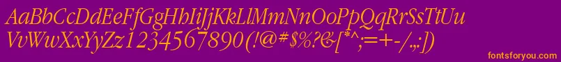 GaramondnarrowattItalic Font – Orange Fonts on Purple Background