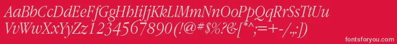 GaramondnarrowattItalic Font – Pink Fonts on Red Background