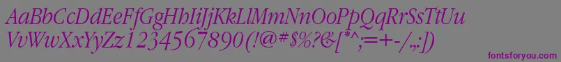 GaramondnarrowattItalic Font – Purple Fonts on Gray Background