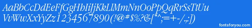 GaramondnarrowattItalic Font – White Fonts on Blue Background