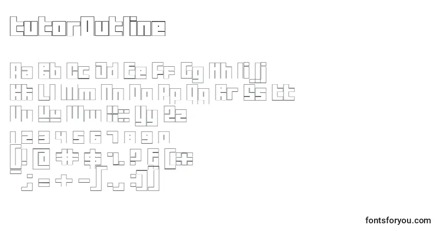Schriftart TutorOutline – Alphabet, Zahlen, spezielle Symbole