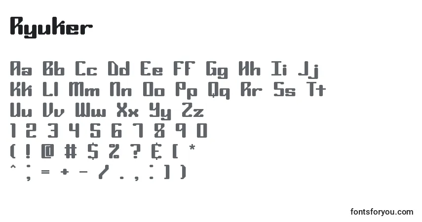 A fonte Ryuker – alfabeto, números, caracteres especiais