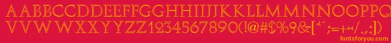 ElizaFaciaRegular-Schriftart – Orangefarbene Schriften auf rotem Hintergrund