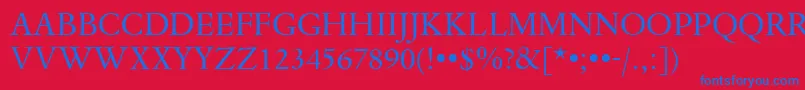 フォントDanteTitlingMtRegular – 赤い背景に青い文字