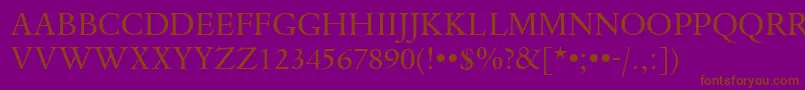 フォントDanteTitlingMtRegular – 紫色の背景に茶色のフォント