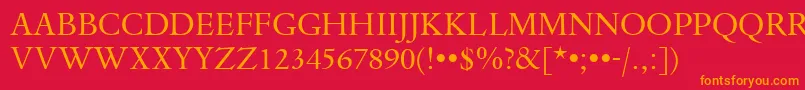 フォントDanteTitlingMtRegular – 赤い背景にオレンジの文字