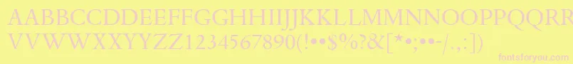 DanteTitlingMtRegular-fontti – vaaleanpunaiset fontit keltaisella taustalla