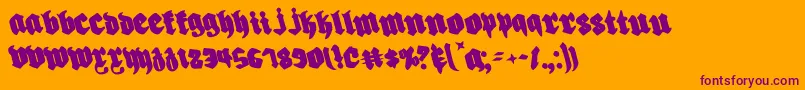 Biergartenr-Schriftart – Violette Schriften auf orangefarbenem Hintergrund