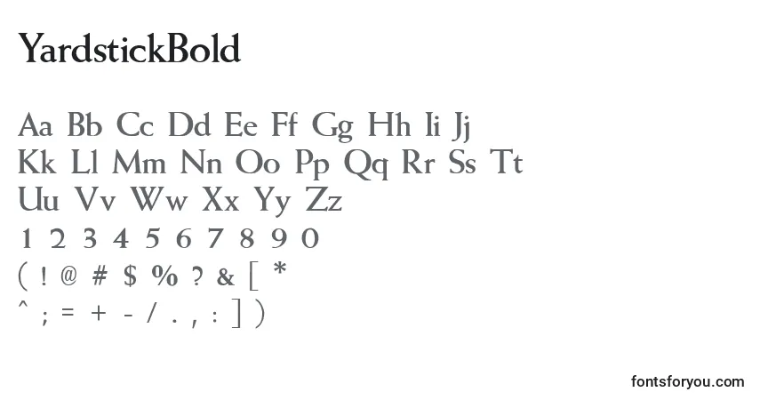 A fonte YardstickBold – alfabeto, números, caracteres especiais