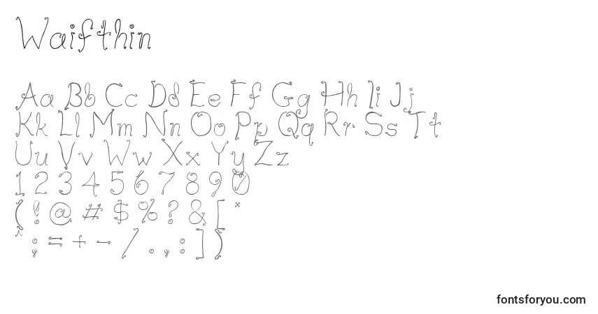 Schriftart Waifthin – Alphabet, Zahlen, spezielle Symbole
