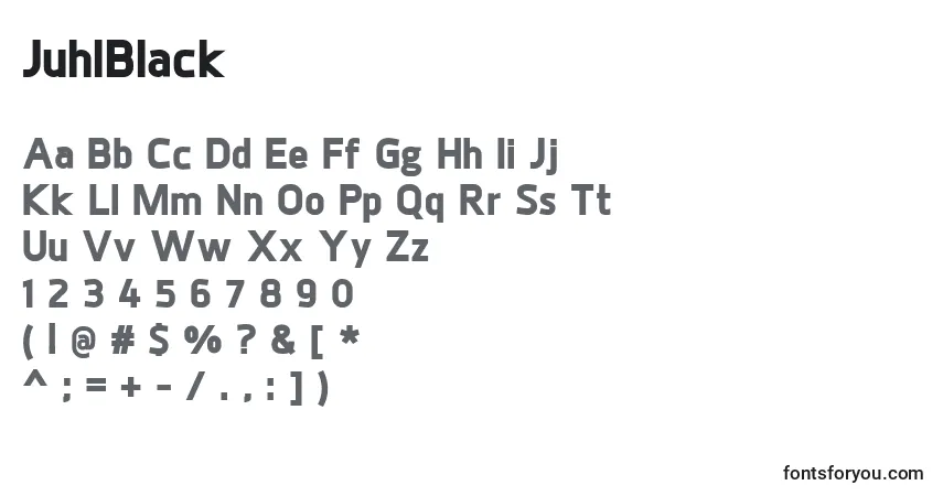 Schriftart JuhlBlack – Alphabet, Zahlen, spezielle Symbole