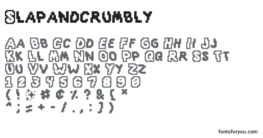 Schriftart Slapandcrumbly – Alphabet, Zahlen, spezielle Symbole