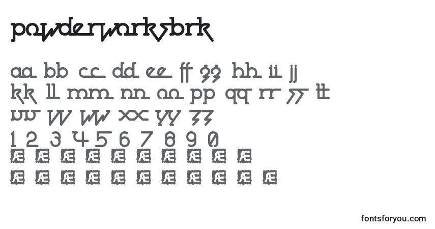 Шрифт PowderworksBrk – алфавит, цифры, специальные символы