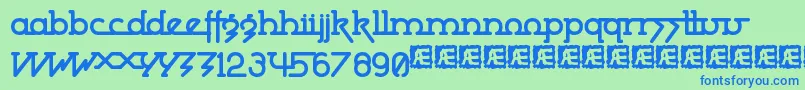 PowderworksBrk Font – Blue Fonts on Green Background