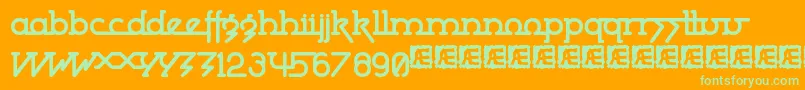 PowderworksBrk Font – Green Fonts on Orange Background
