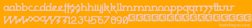 PowderworksBrk-fontti – vaaleanpunaiset fontit oranssilla taustalla
