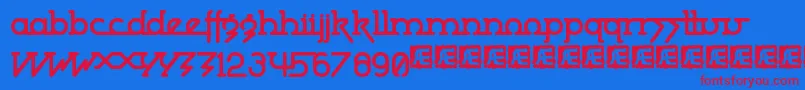 PowderworksBrk Font – Red Fonts on Blue Background