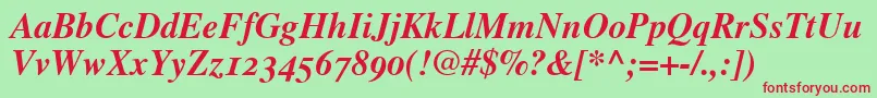 GrecoOldstyleSsiBold Font – Red Fonts on Green Background