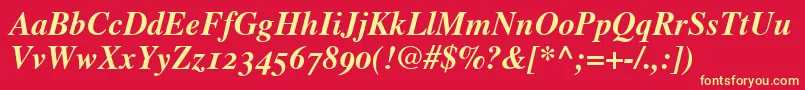 GrecoOldstyleSsiBold Font – Yellow Fonts on Red Background