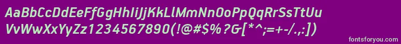 PfhandbookproBolditalic Font – Green Fonts on Purple Background