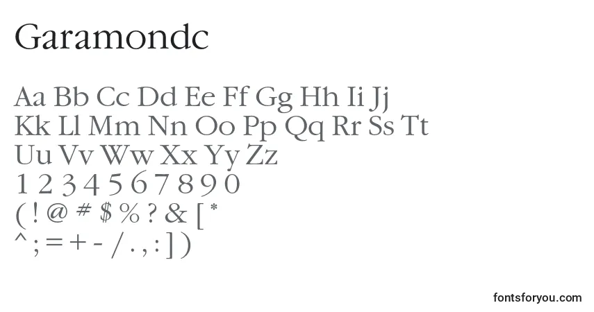 Fuente Garamondc - alfabeto, números, caracteres especiales