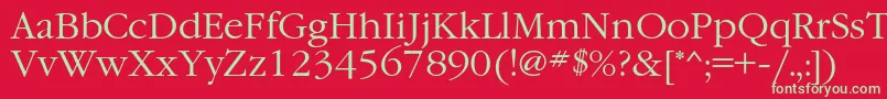 フォントGaramondc – 赤い背景に緑の文字