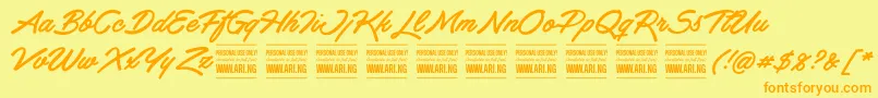 Fonte HaydonbrushPersonalUse – fontes laranjas em um fundo amarelo