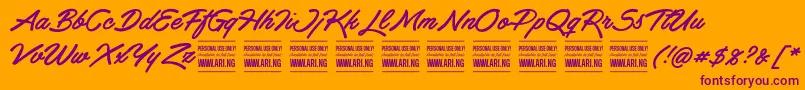 HaydonbrushPersonalUse Font – Purple Fonts on Orange Background
